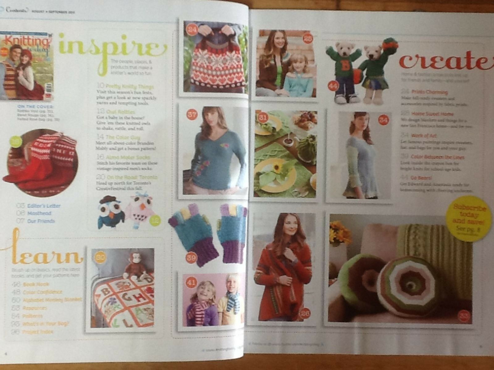 Knitting Today ! Magazine Aug/Sept 2011 25+ patterns Knit in Color Edward bear - Image 13